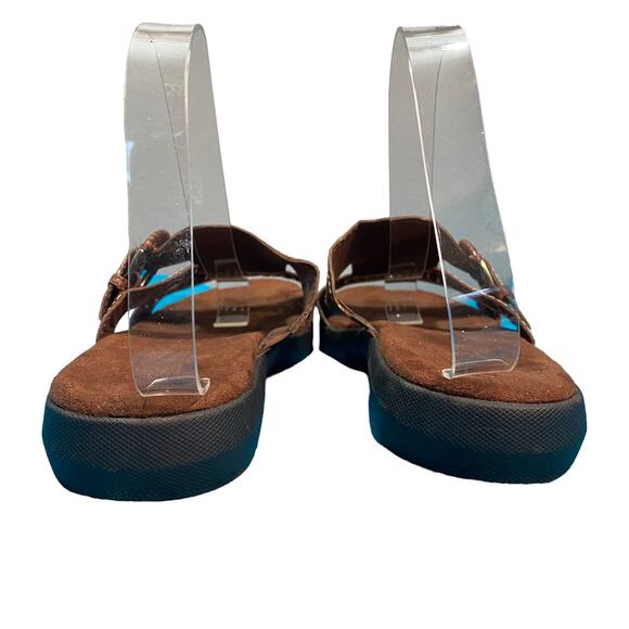 Aerosoles Silde On Sandals Flats Comfort Shoes Brown Buckle Size 8M - Picture 3 of 6